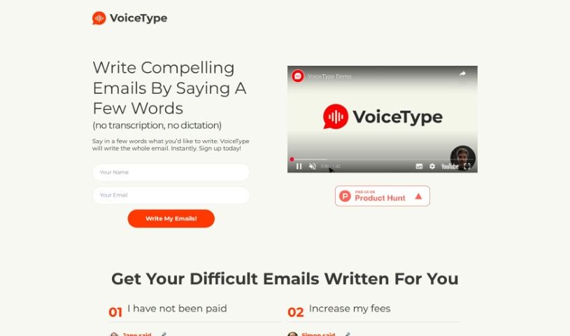 Screenshot of VoiceType