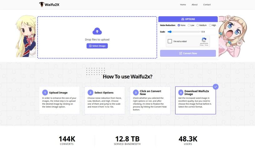 Screenshot of Waifu2X.io