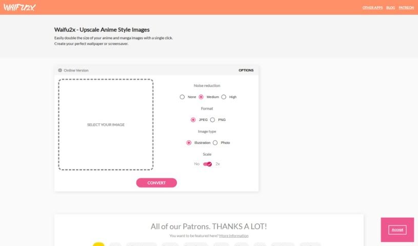 Screenshot of Waifu2X.pro