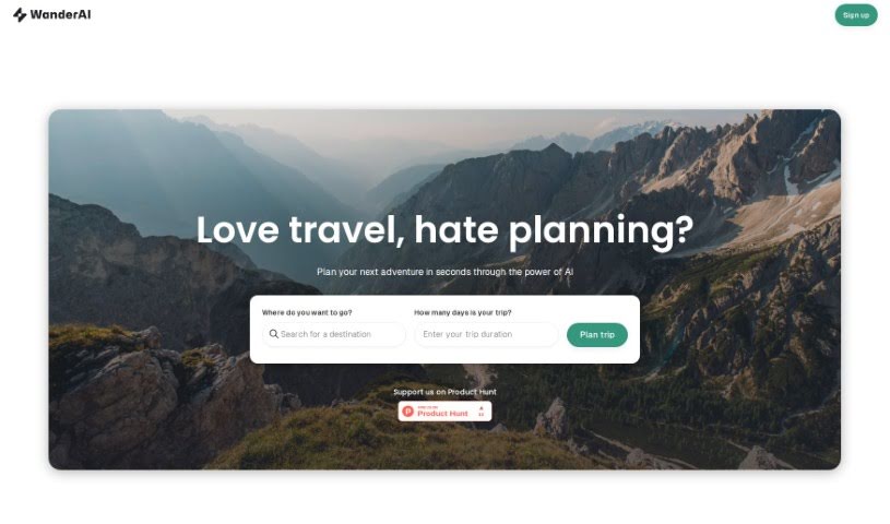 Screenshot of WanderAI