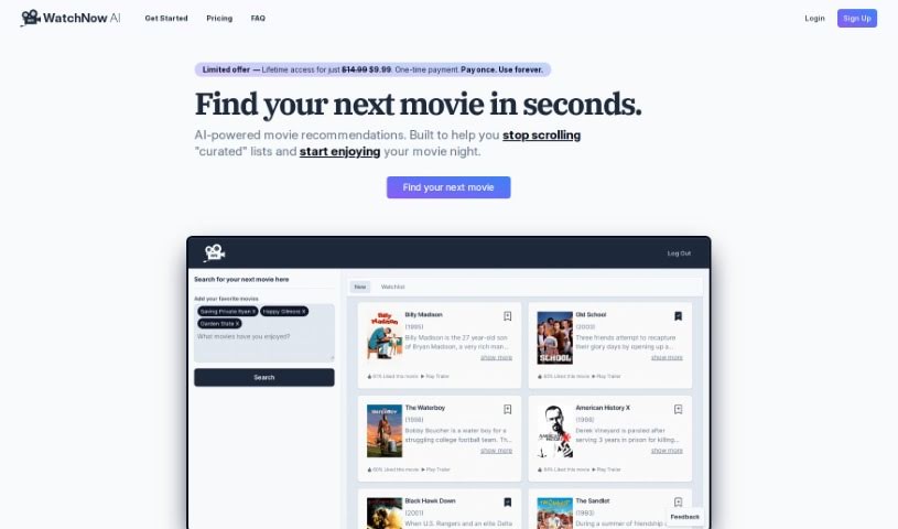 Screenshot of WatchNow AI