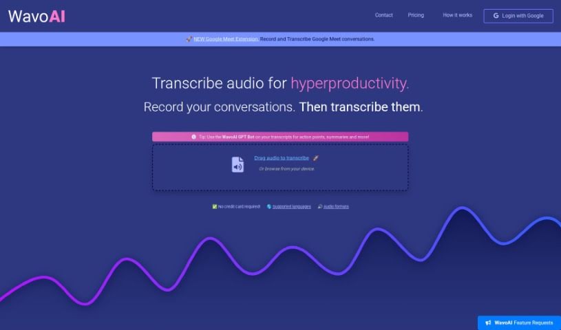 Screenshot of WavoAI