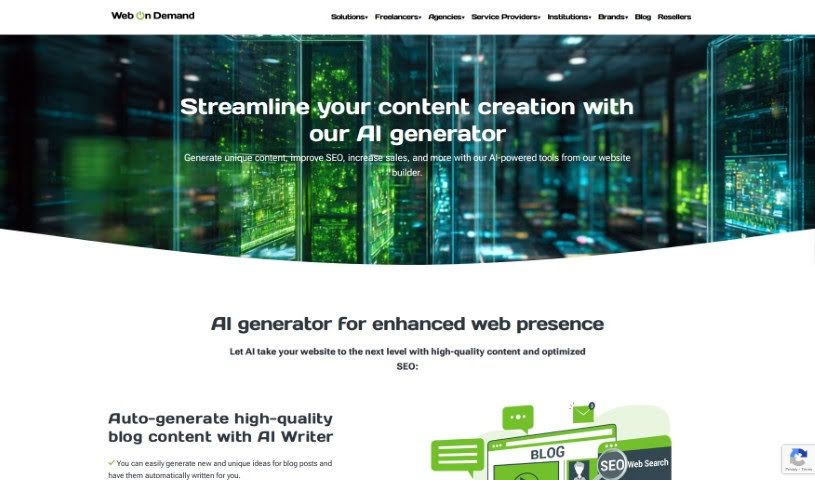 Screenshot of Web on Demand AI Generator