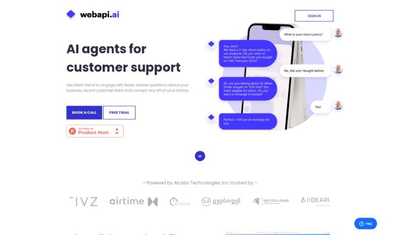 Screenshot of Webapi.ai