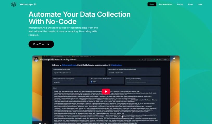 Screenshot of Webscrape AI