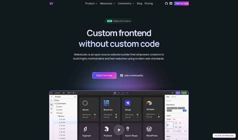 Screenshot of Webstudio