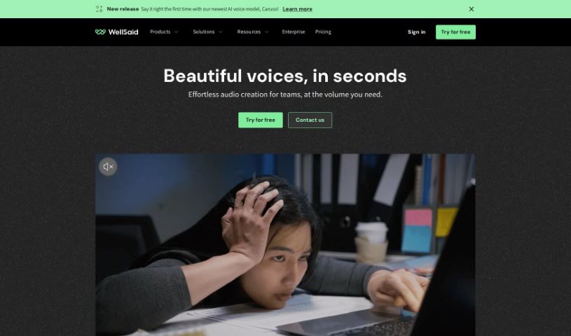 Screenshot of WellSaid Labs