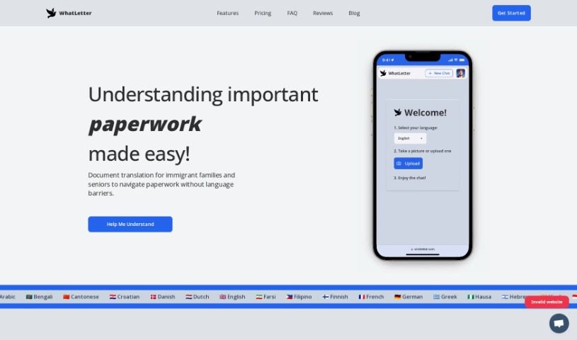 Screenshot of WhatLetter