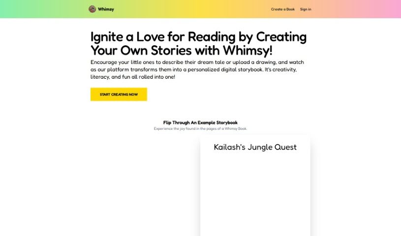 Screenshot of Whimsy app