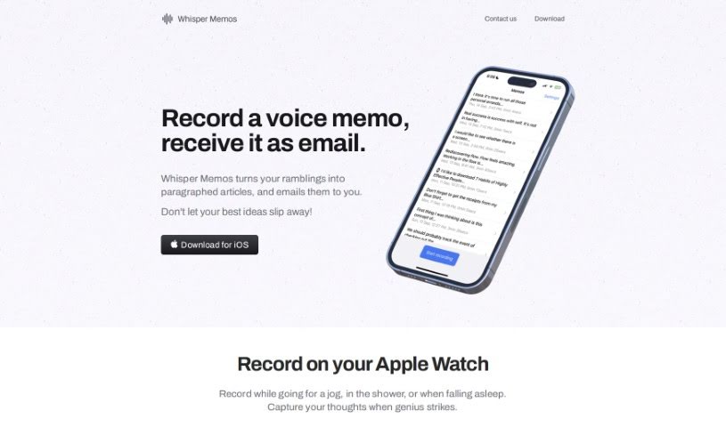 Screenshot of Whisper Memos
