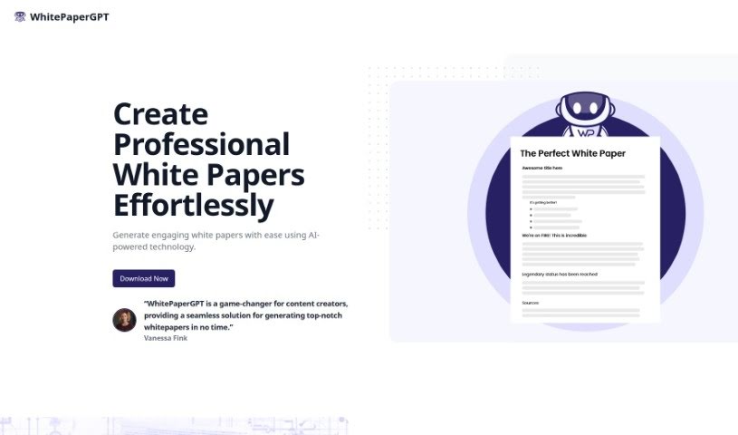 Screenshot of Whitepapergpt