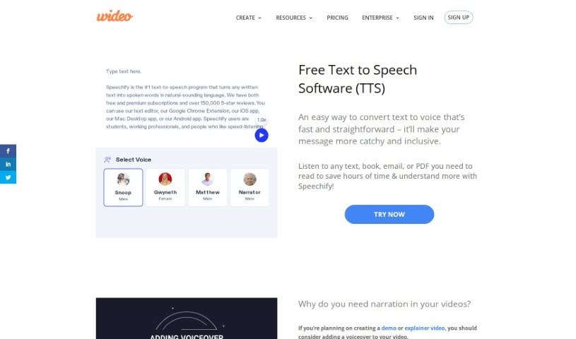Screenshot of Wideo Text to Speech