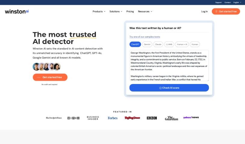 Screenshot of Winston AI