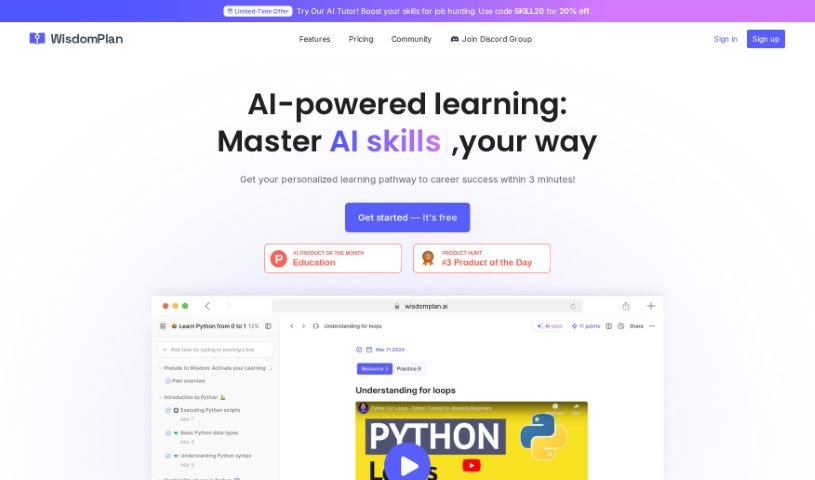 Screenshot of WisdomPlan