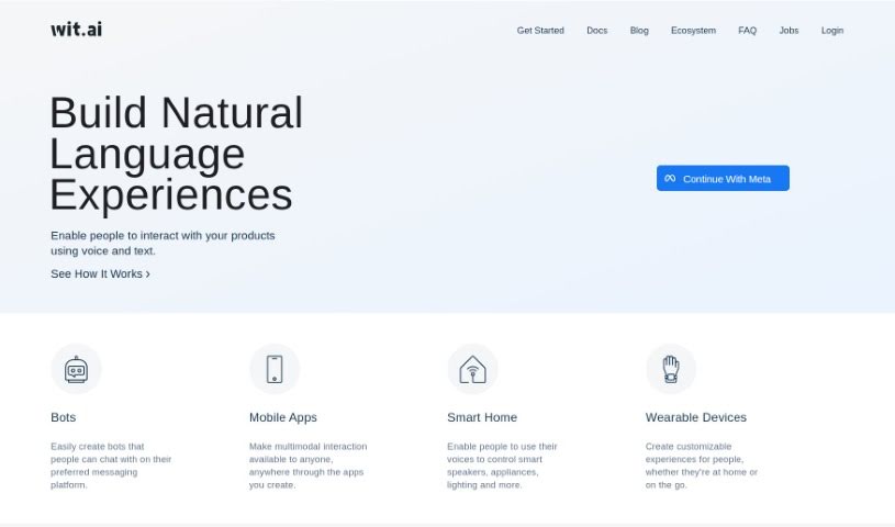 Screenshot of Wit Ai