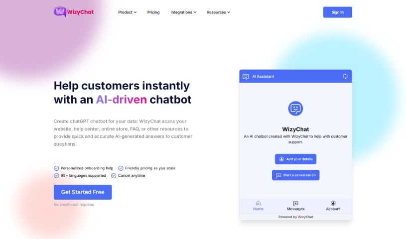 Screenshot of WizyChat