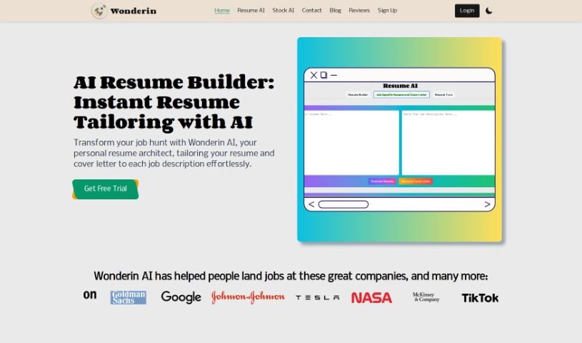 Screenshot of Wonderin AI