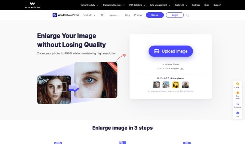 Screenshot of Wondershare Image Enlarger On Pixcut