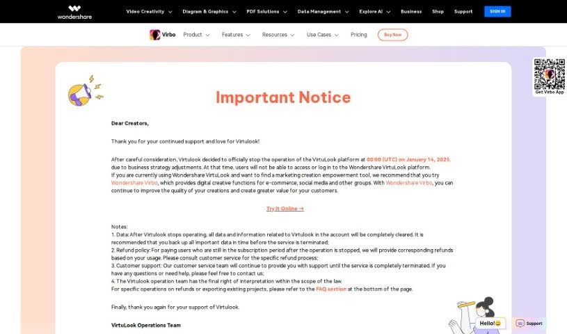 Screenshot of Wondershare VirtuLook