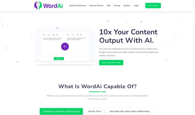 Screenshot of WordAi