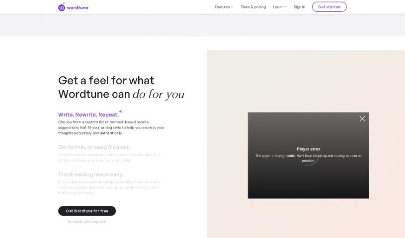 Screenshot of Wordtune