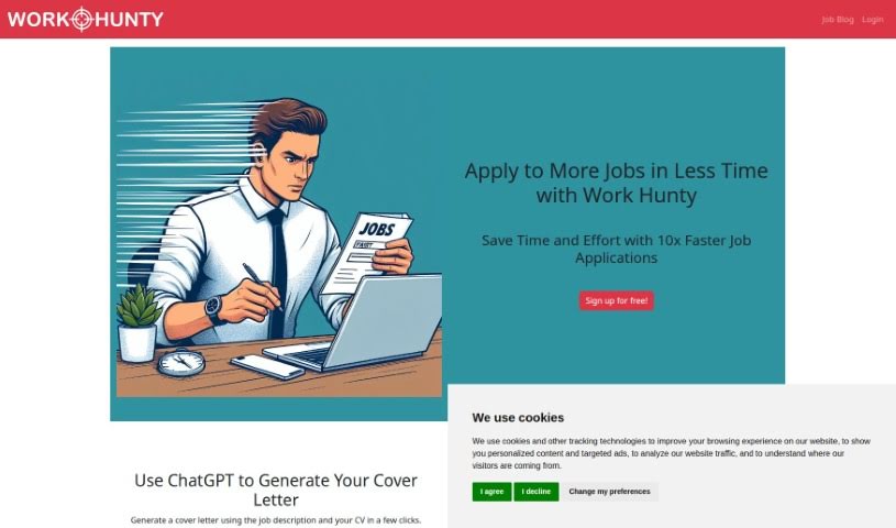 Screenshot of Work Hunty