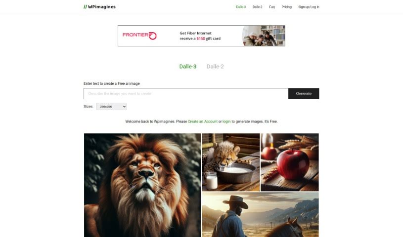Screenshot of WPimagines AI Image Generator