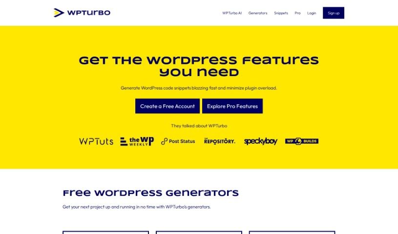 Screenshot of WPTurbo