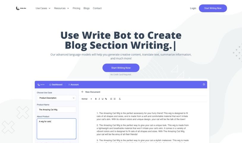 Screenshot of Writebot
