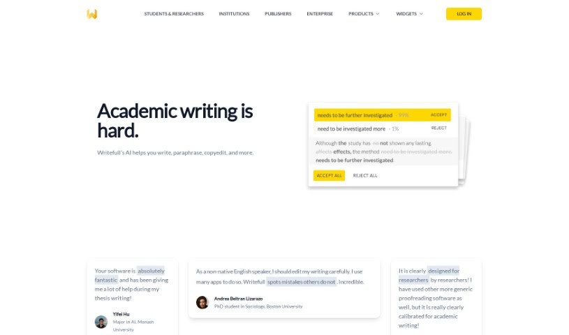 Screenshot of Writefull