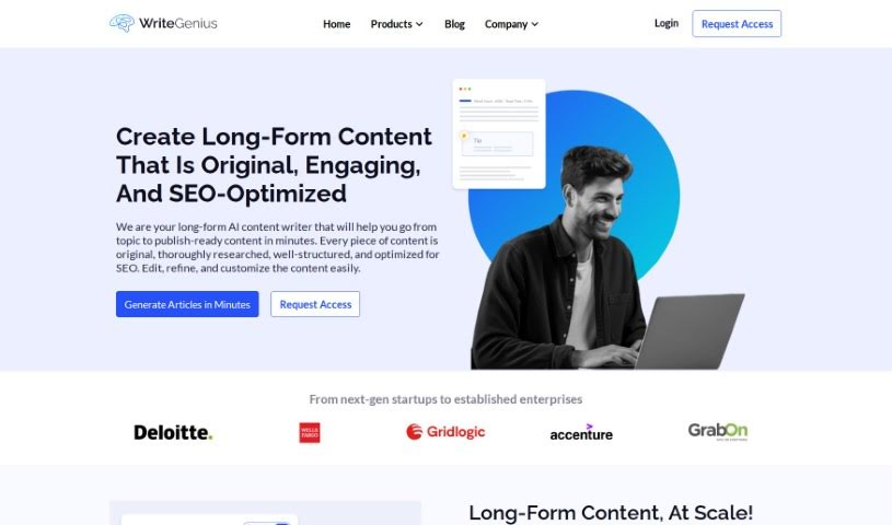 Screenshot of WriteGenius