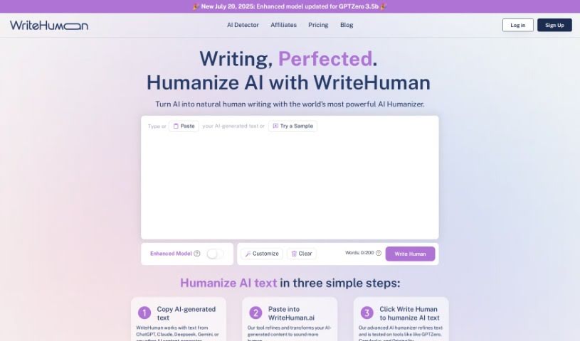 Screenshot of WriteHuman