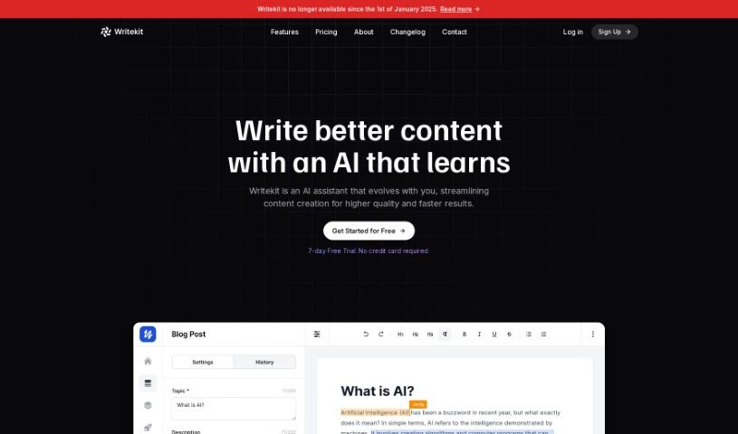 Screenshot of Writekit Ai