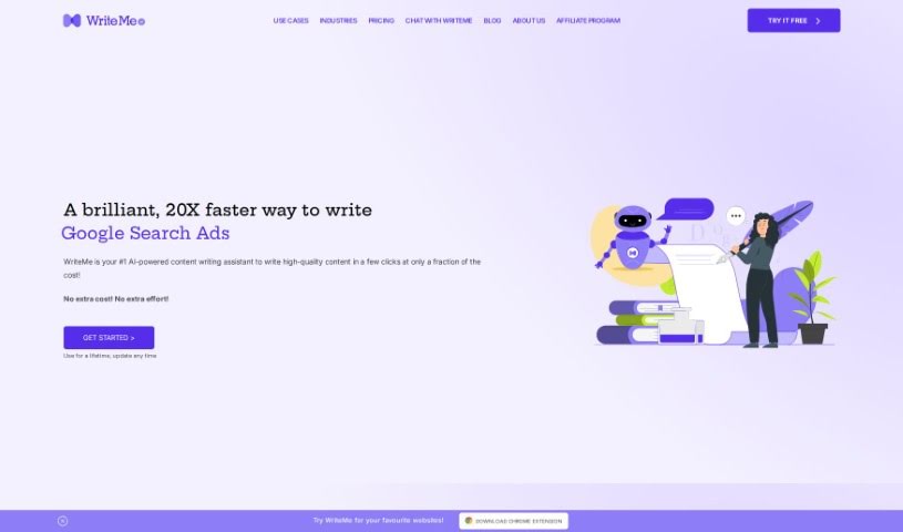 Screenshot of WriteMe.ai