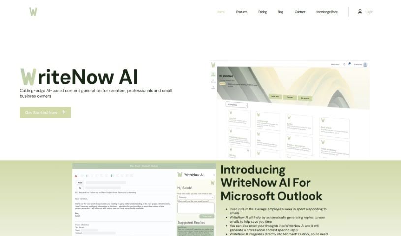 Screenshot of WriteNow AI