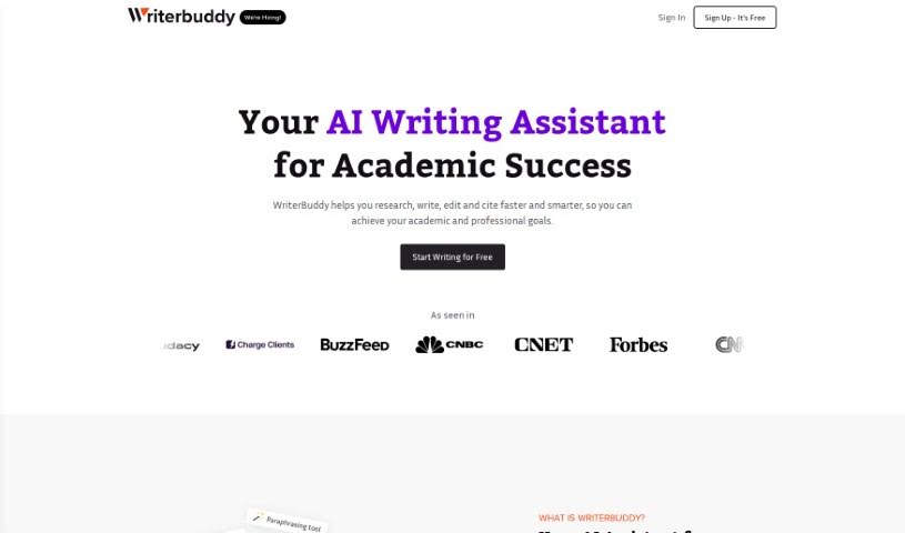 Screenshot of WriterBuddy