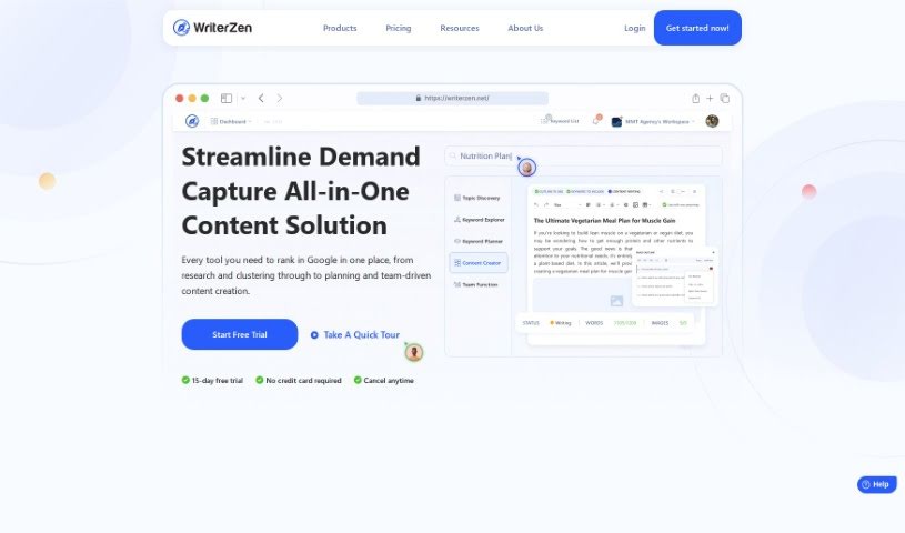 Screenshot of WriterZen