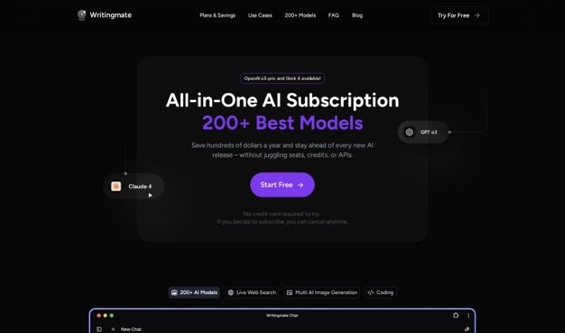Screenshot of Writingmate.ai