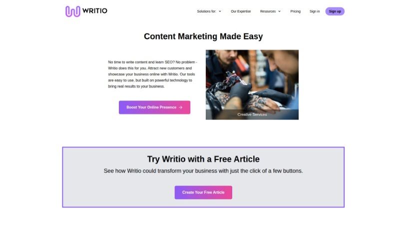 Screenshot of Writio