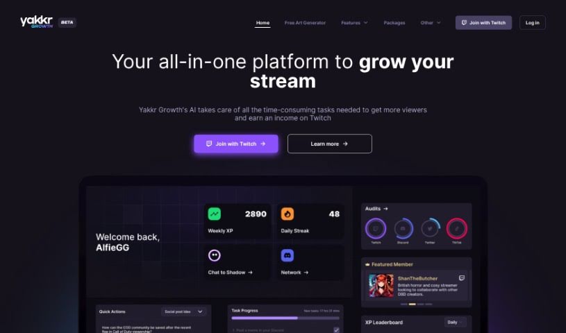 Screenshot of Yakkr Growth