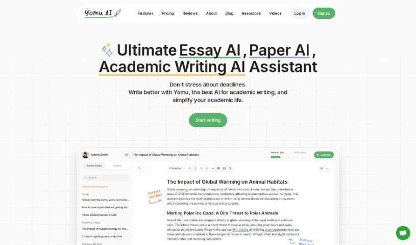 Screenshot of Yomu AI