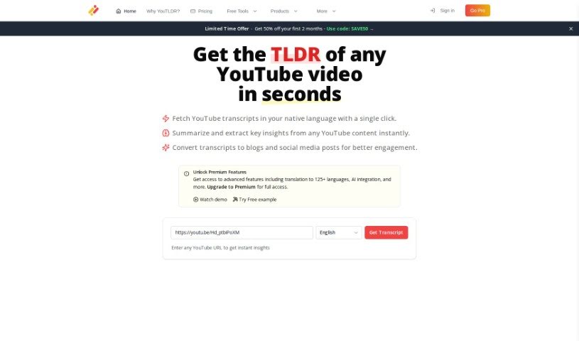 Screenshot of You-Tldr