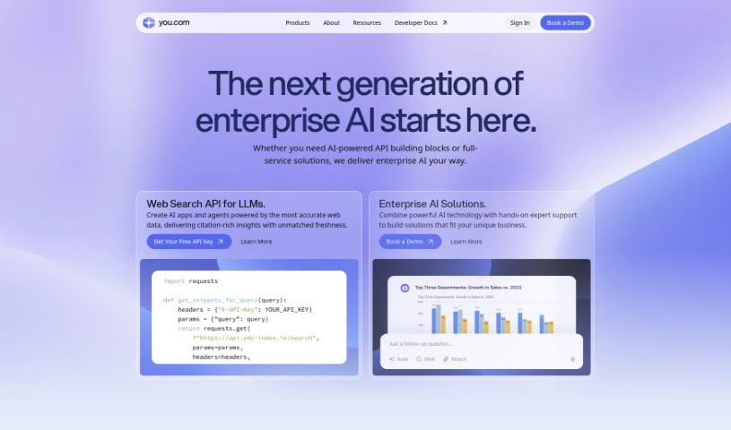 Screenshot of You.com