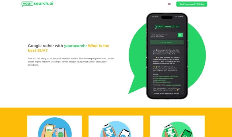 Screenshot of Yoursearch.ai