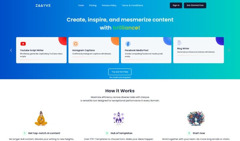 Screenshot of Zaayve AI