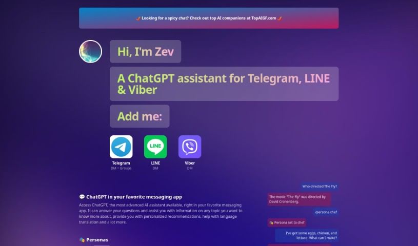 Screenshot of Zev