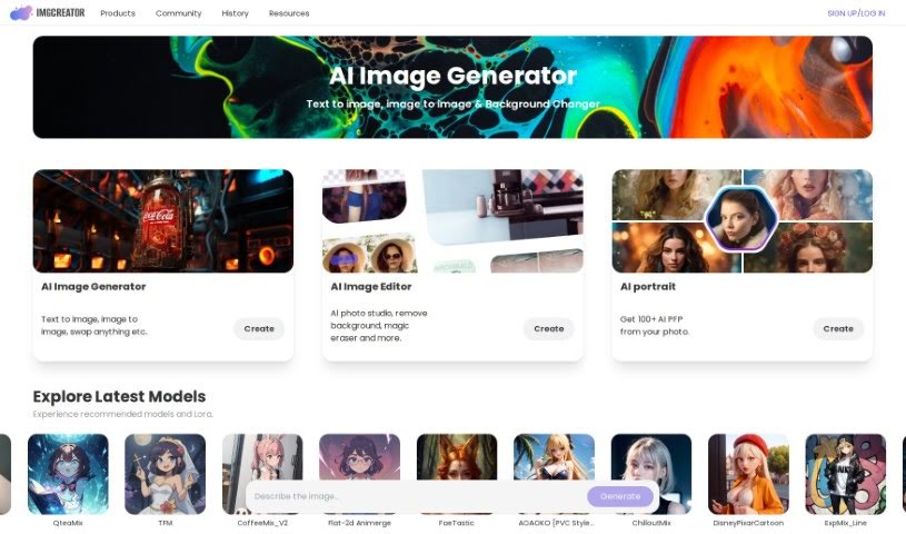 Screenshot of Zmo AI IMGCreator